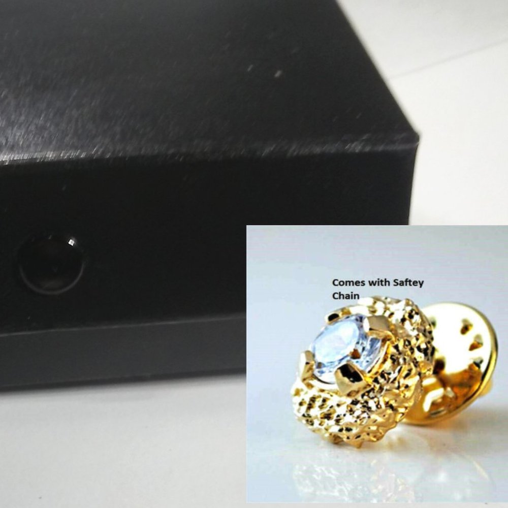 Mens Nugget CZ Tie Tac with Jewelry Wardrobe NWT